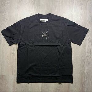 Black Short Sleeve sp5der Tee with Chest Emblem